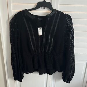 Express Women's Black Lace Blouse